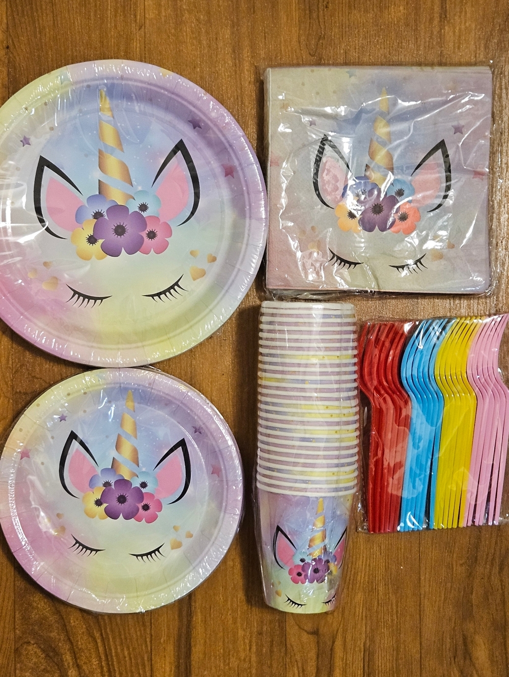 Unicorn Rainbow Party Tableware Set - White, Pink & Pastel